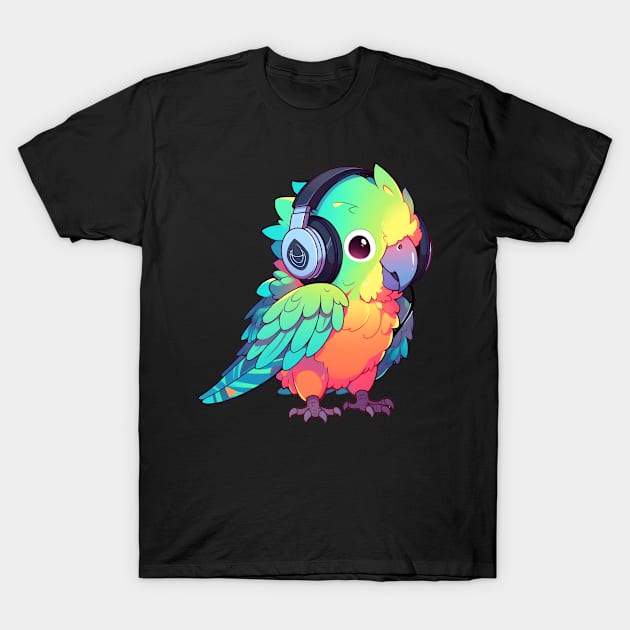 Parrot Headphones T-Shirt by pako-valor